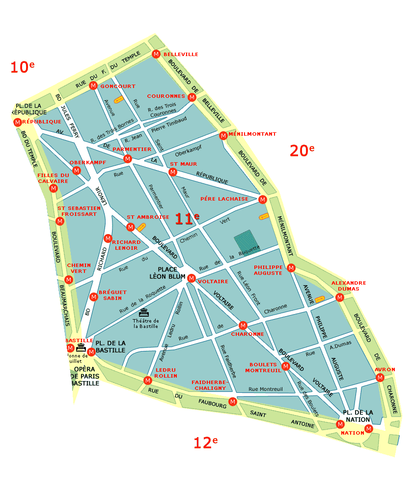 Карта районов парижа